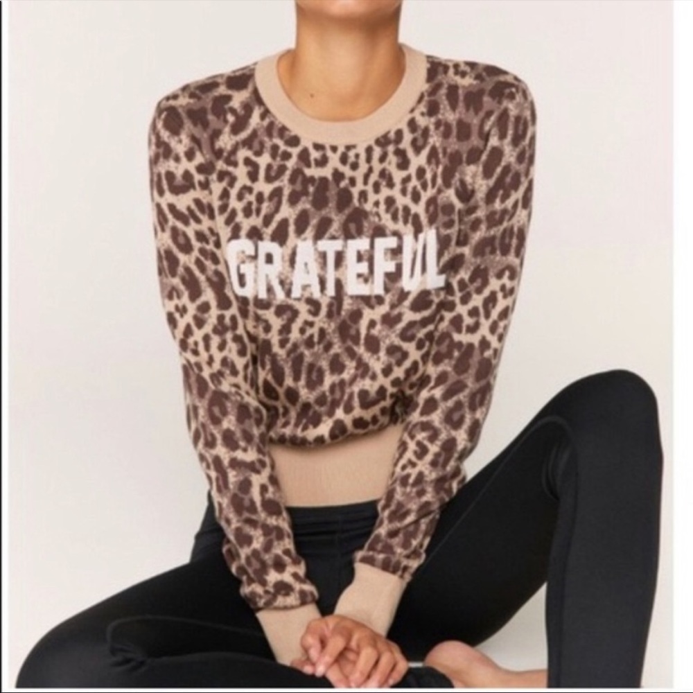 Spiritual Gangster Cheetah Grateful Sweater Size S